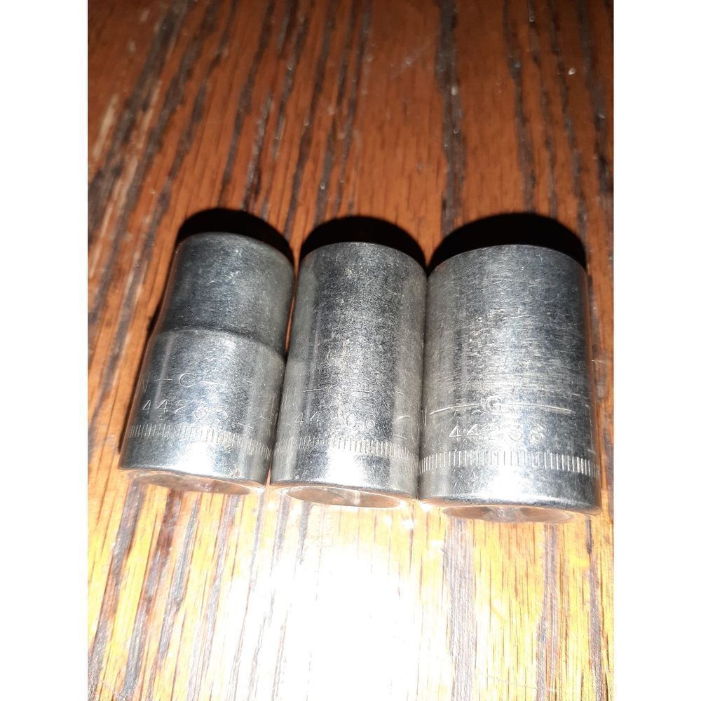 Lot 3 Vintage Craftsman Sears 14mm, 16mm, 19mm G Series Sockets 12pt 1/2" Made U